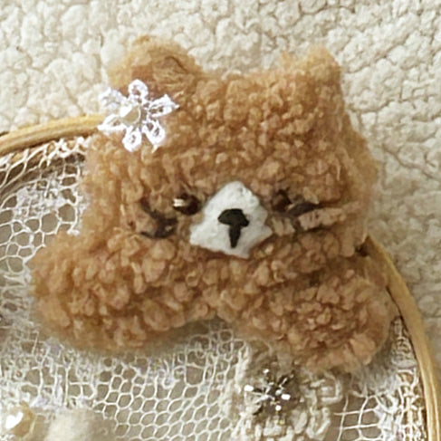 クリスマスデコレーション ちびメルで飾る刺繍枠レース