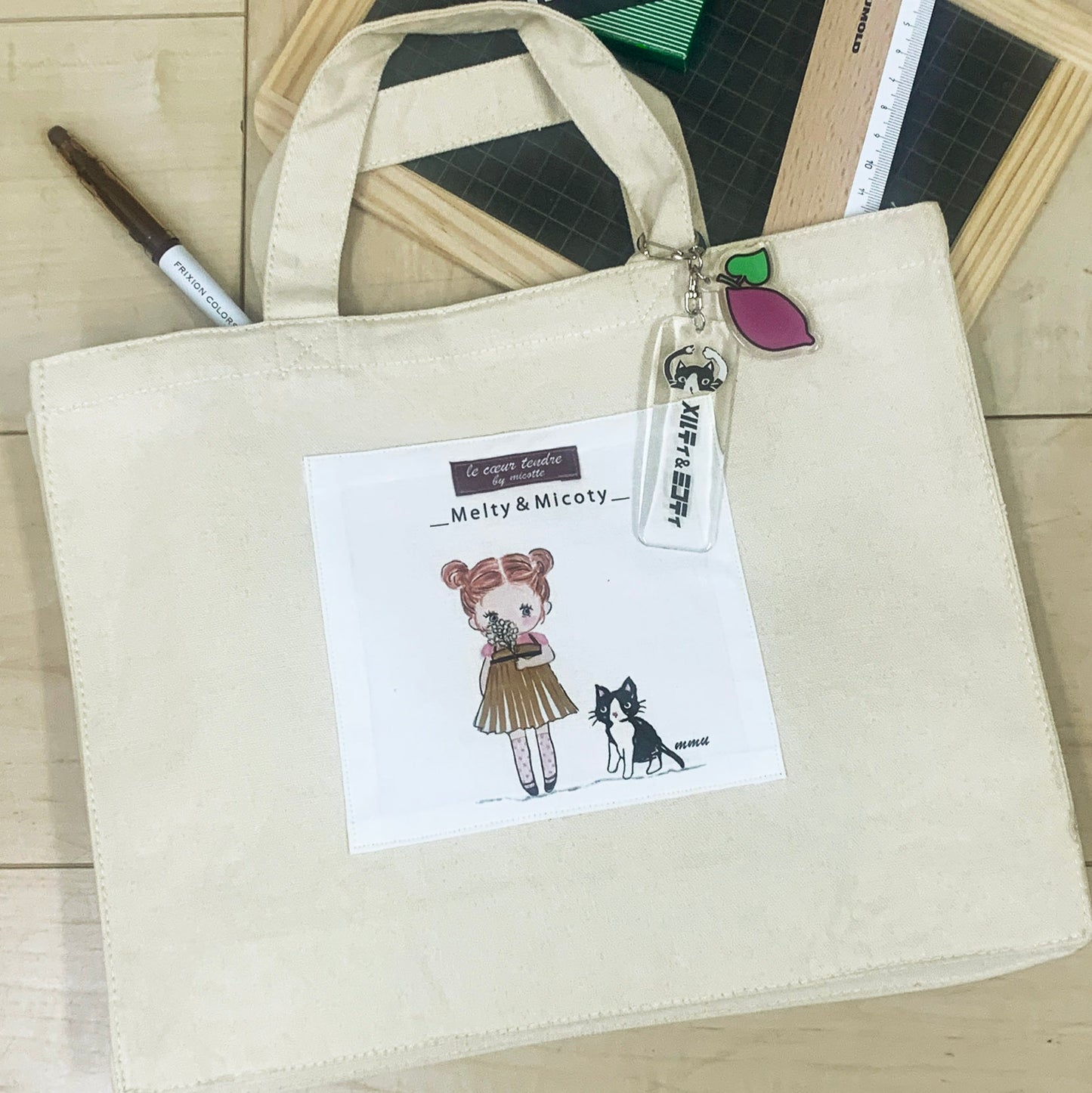 Melty&Micotyとお友達バッグ かすみ草ミコティ レッスンバッグ(名前入れ可)