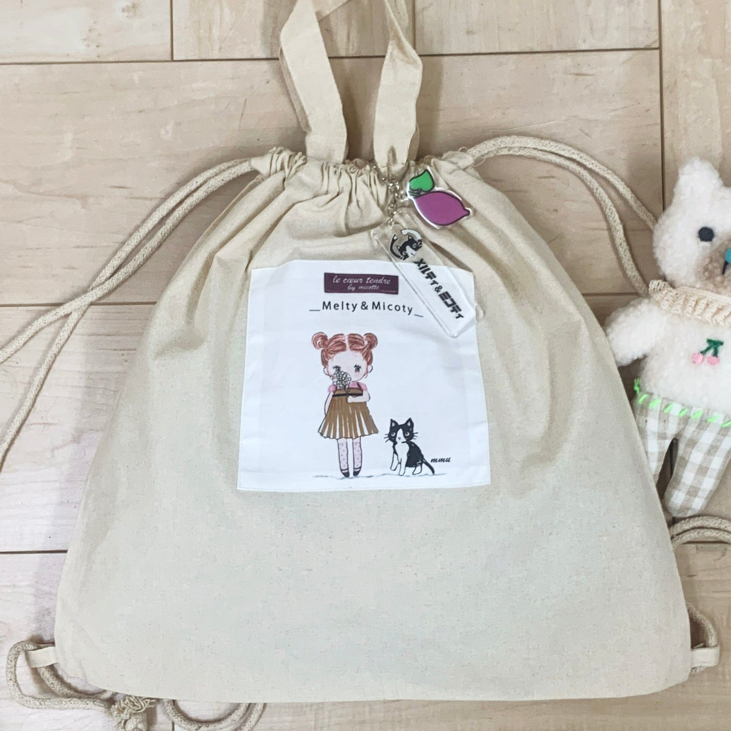 Melty&Micotyとお友達バッグ かすみ草ミコティ リュック(名前入れ可)