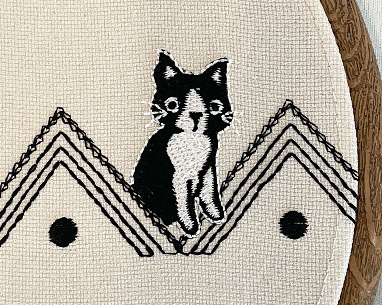 ねこのメルティ 刺繍枠タペストリー 円形 大 三角 – mmu